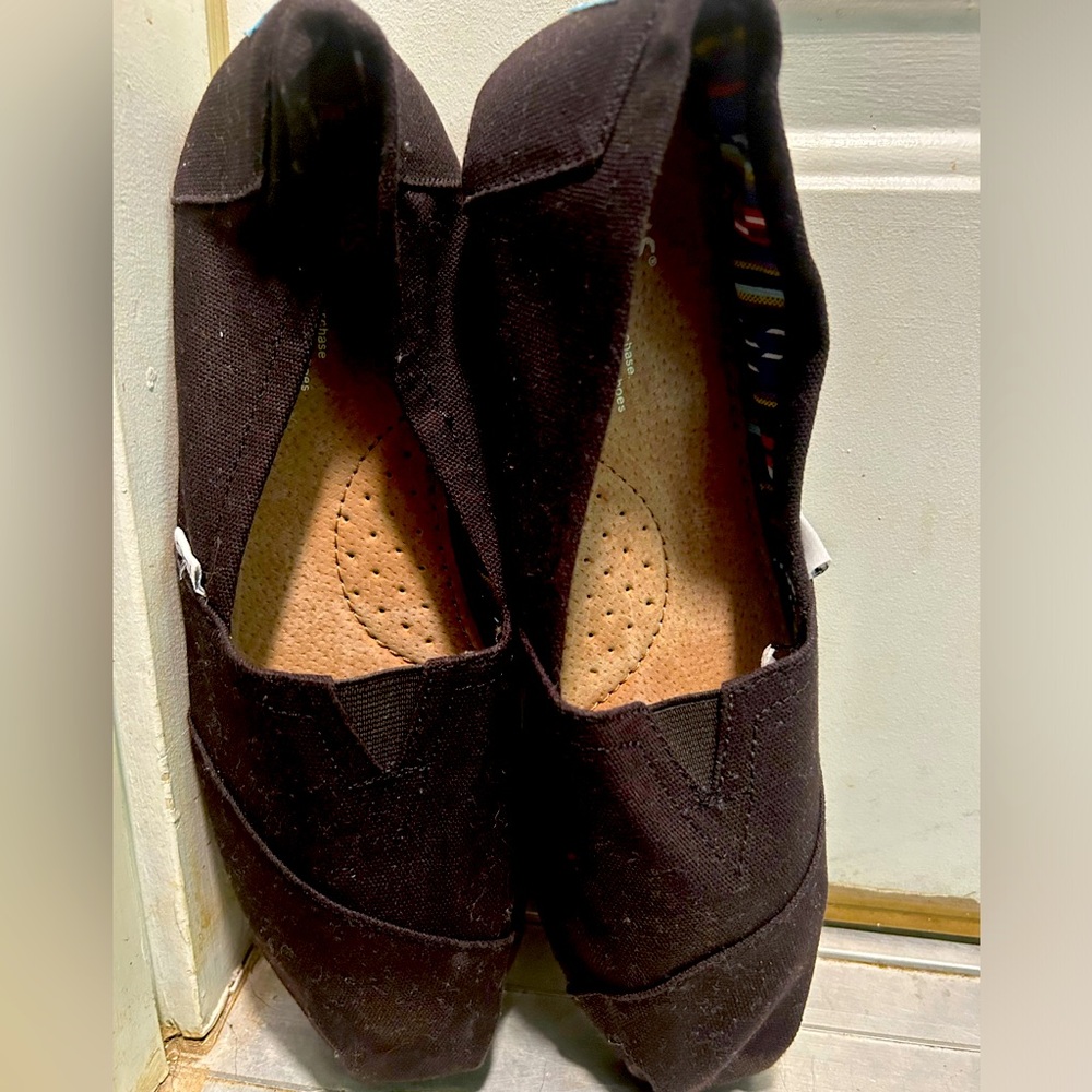 Toms women black size 10 worn inside for a day